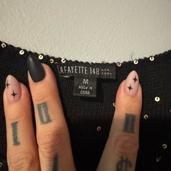 Lafayette 148 New York Black and Gold Tank Top size medium - Picture 3 of 5